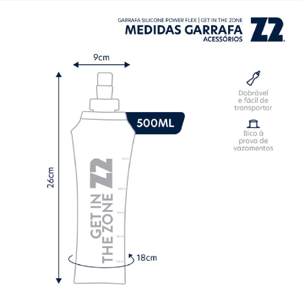 Imagem 2 de Garrafa Dobravel Soft Flask de Silicone 500ml  Z2 Get In The Zone