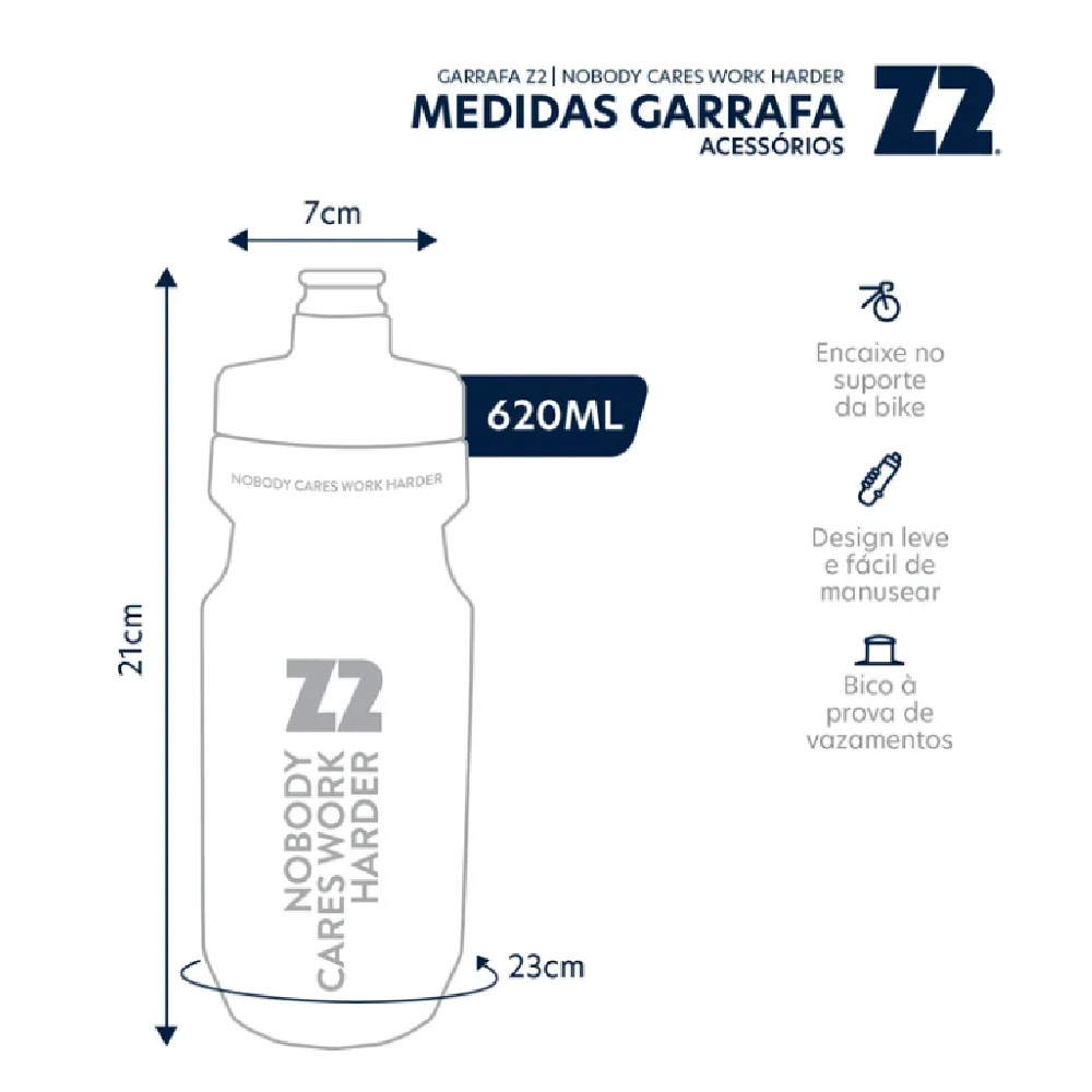Imagem 2 de Garrafa Z2  Nobody Cares Work Harder 620ml