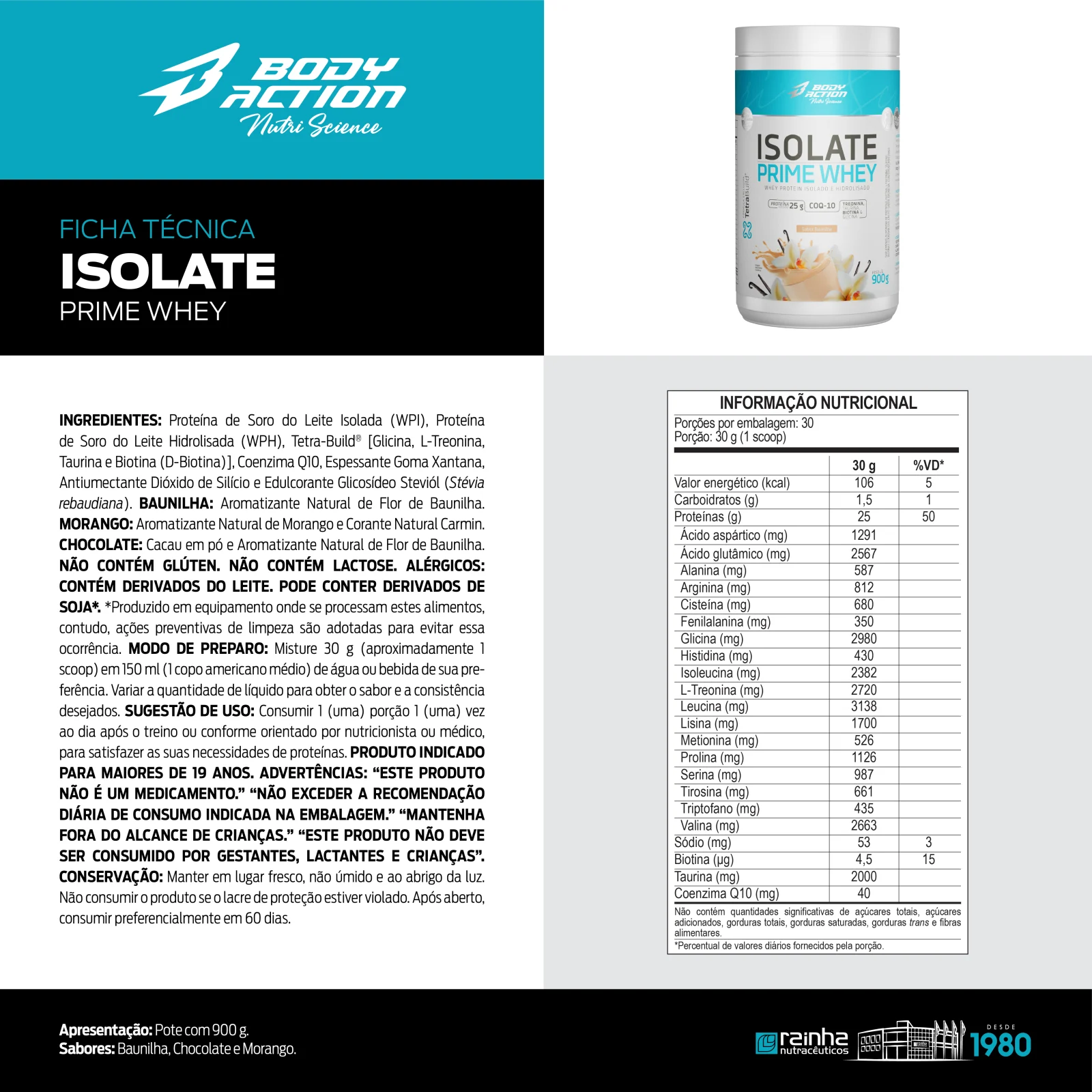 ISOLATE PRIME WHEY 900G MORANGO
