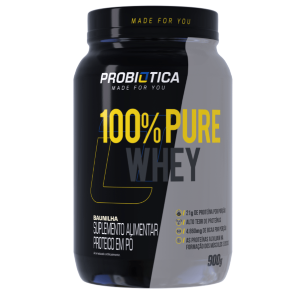 100% PURE WHEY POTE 900 GR BAUNILHA VF