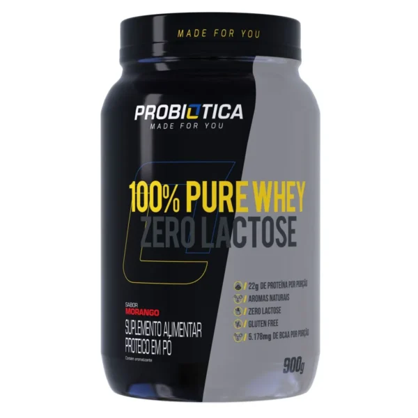 100% PURE WHEY ZERO LACTOSE POTE 900g MORANGO