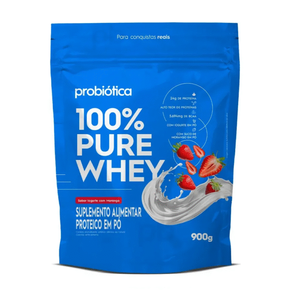 100% PURE WHEY REFIL 900G IOGURTE COM MORANGO VF